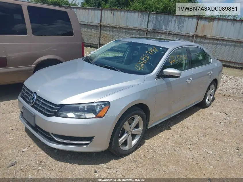 2013 Volkswagen Passat 2.0L Tdi Se VIN: 1VWBN7A3XDC089881 Lot: 42658184
