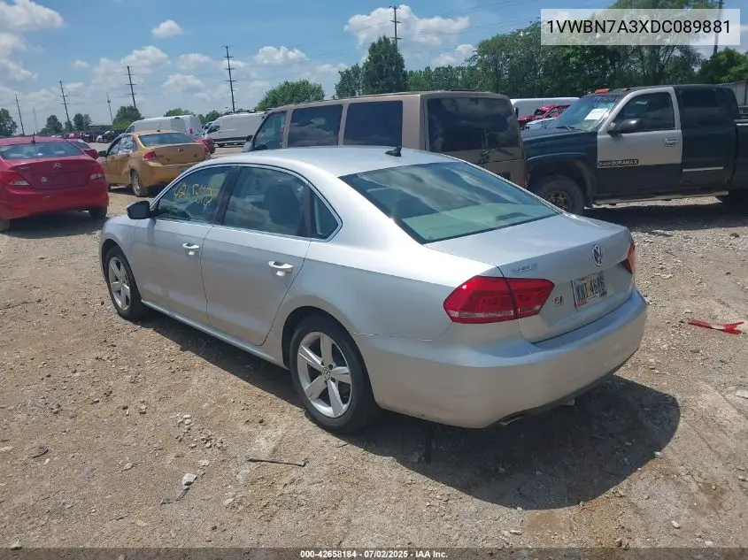 2013 Volkswagen Passat 2.0L Tdi Se VIN: 1VWBN7A3XDC089881 Lot: 42658184