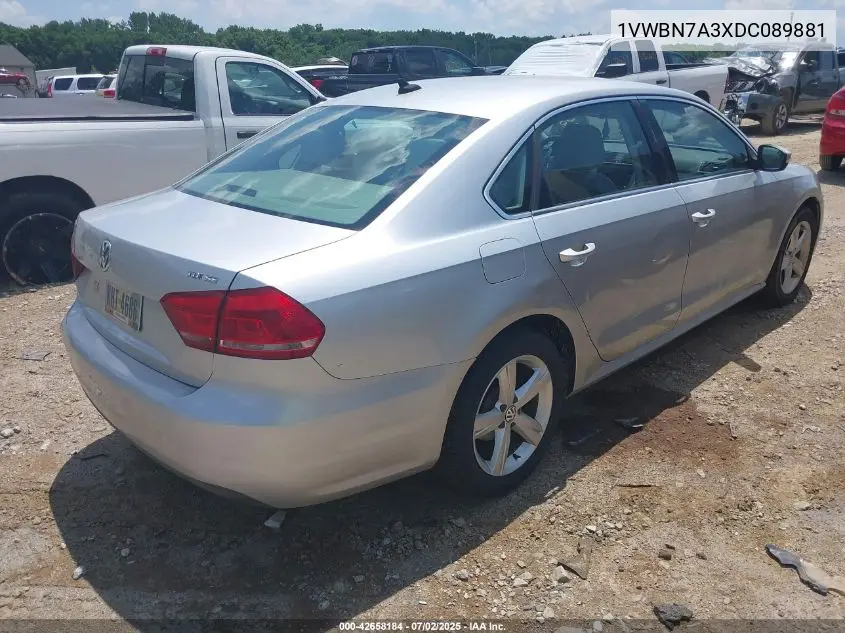 2013 Volkswagen Passat 2.0L Tdi Se VIN: 1VWBN7A3XDC089881 Lot: 42658184
