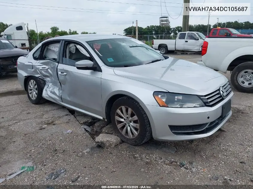2013 Volkswagen Passat 2.5L S VIN: 1VWAH7A34DC105687 Lot: 42668935