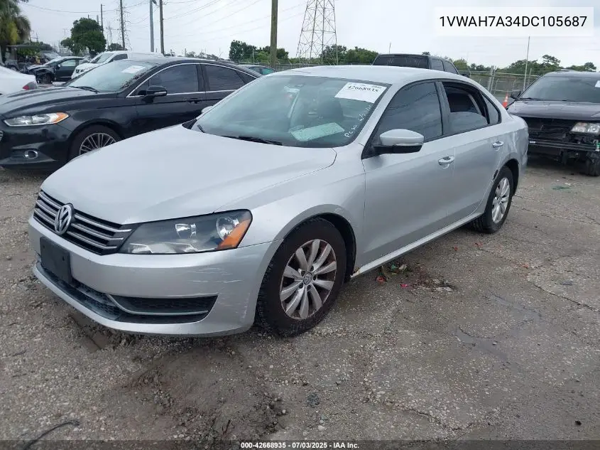 2013 Volkswagen Passat 2.5L S VIN: 1VWAH7A34DC105687 Lot: 42668935