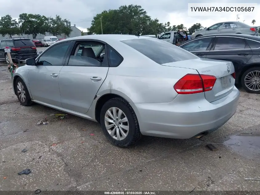 2013 Volkswagen Passat 2.5L S VIN: 1VWAH7A34DC105687 Lot: 42668935