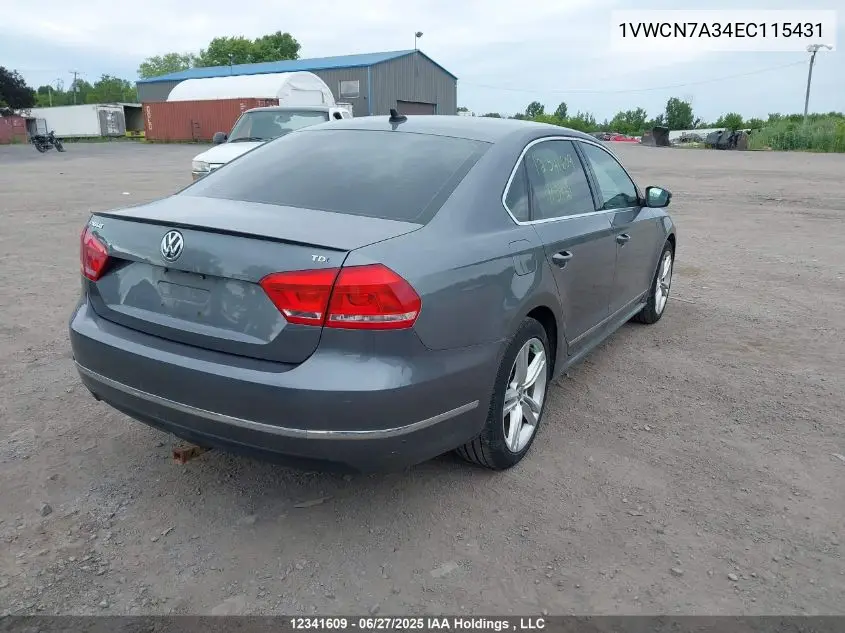 1vwcn7a34ec115431 1VWCN7A34EC115431 2014 Volkswagen Passat Sel