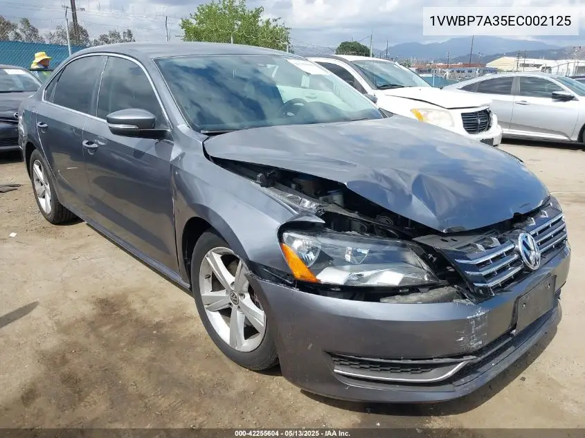 2014 Volkswagen Passat 2.5L Se VIN: 1VWBP7A35EC002125 Lot: 42255604