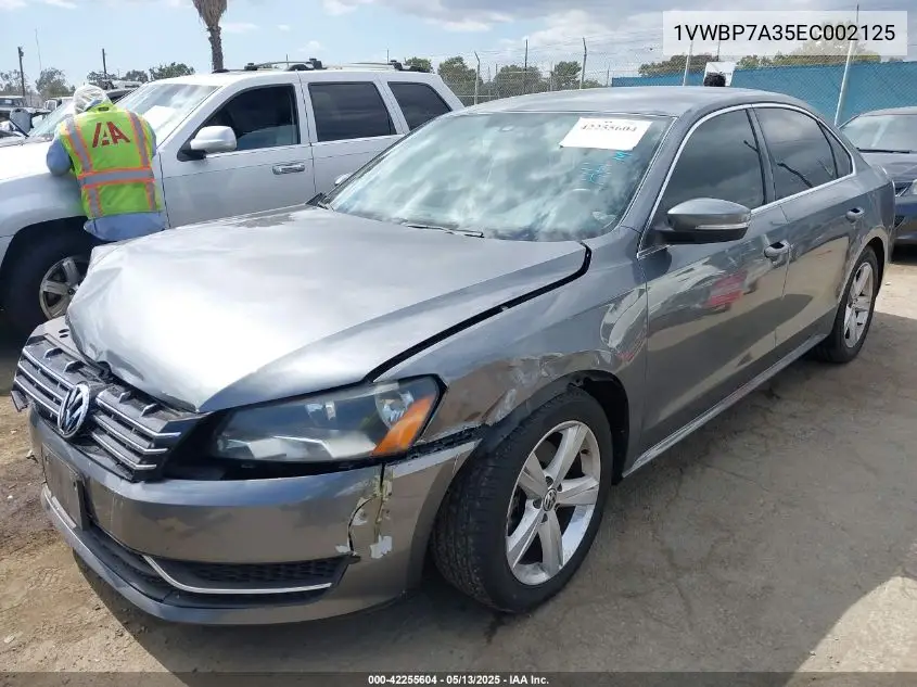 2014 Volkswagen Passat 2.5L Se VIN: 1VWBP7A35EC002125 Lot: 42255604
