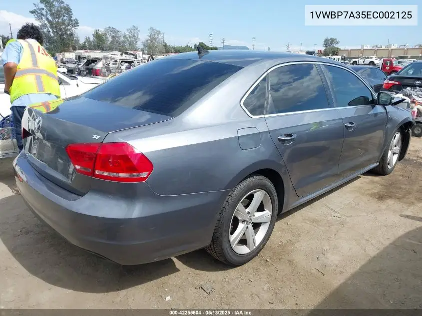 2014 Volkswagen Passat 2.5L Se VIN: 1VWBP7A35EC002125 Lot: 42255604