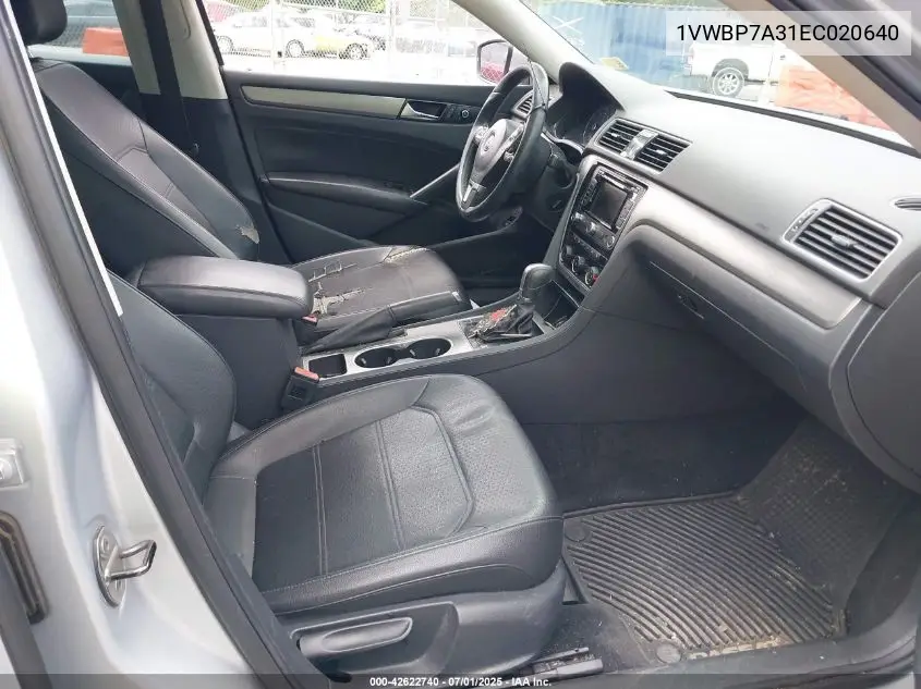 2014 Volkswagen Passat 2.5L Se VIN: 1VWBP7A31EC020640 Lot: 42622740