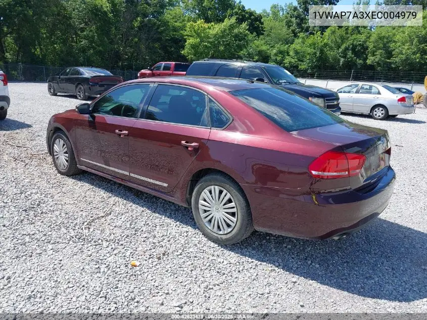 2014 Volkswagen Passat 2.5L S VIN: 1VWAP7A3XEC004979 Lot: 42623479