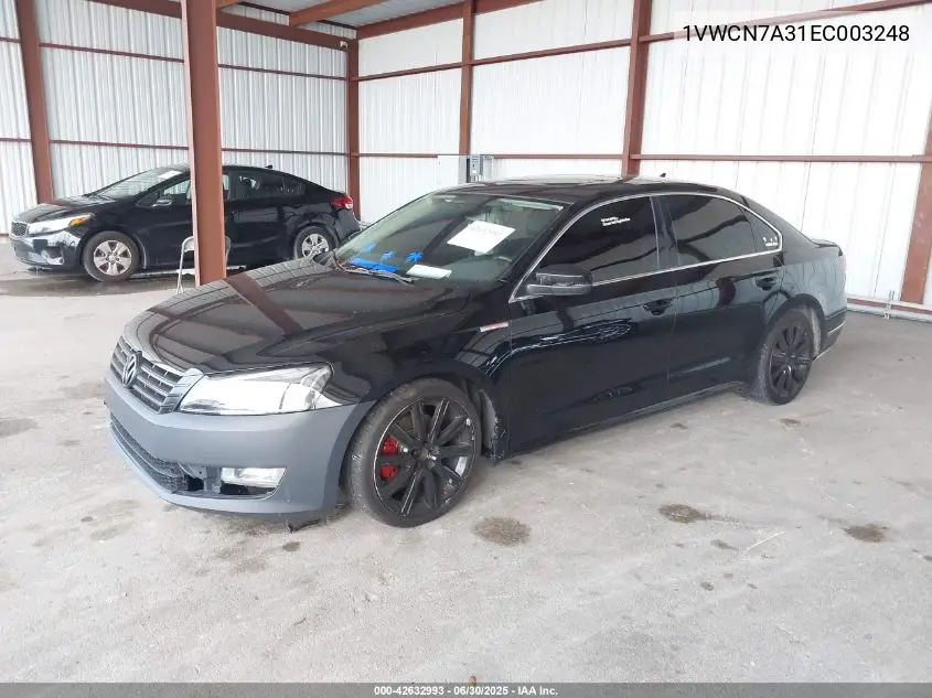 2014 Volkswagen Passat 2.0L Tdi Sel Premium VIN: 1VWCN7A31EC003248 Lot: 42632993
