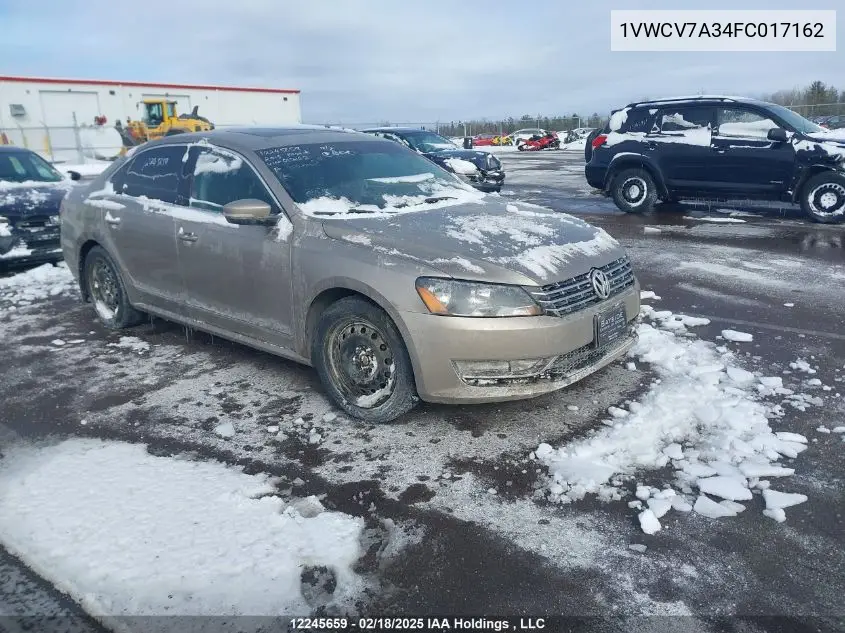 2015 Volkswagen Passat Sel VIN: 1VWCV7A34FC017162 Lot: 12245659