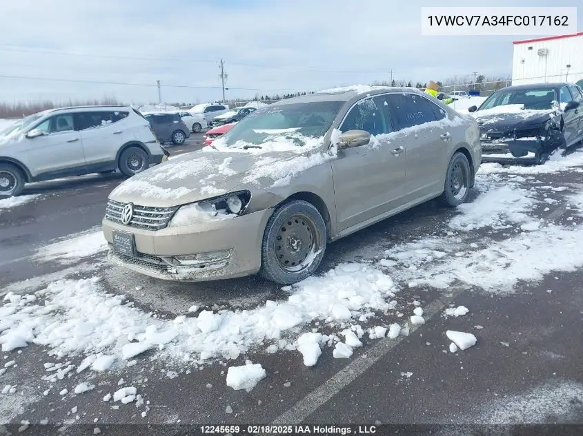 2015 Volkswagen Passat Sel VIN: 1VWCV7A34FC017162 Lot: 12245659