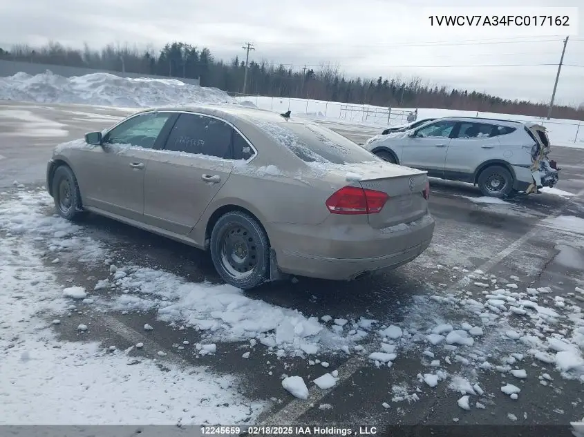 2015 Volkswagen Passat Sel VIN: 1VWCV7A34FC017162 Lot: 12245659