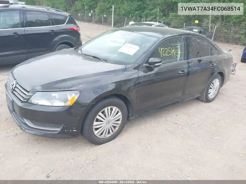 2015 Volkswagen Passat 1.8T S VIN: 1VWAT7A34FC068514 Lot: 42254959