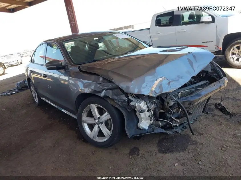 2015 Volkswagen Passat 1.8T S VIN: 1VWAT7A39FC072347 Lot: 42610199