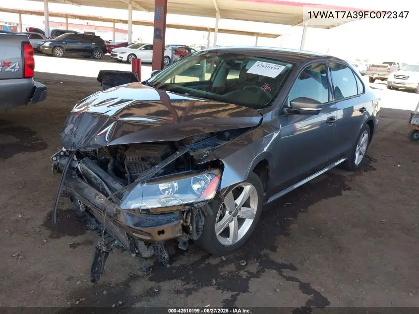 2015 Volkswagen Passat 1.8T S VIN: 1VWAT7A39FC072347 Lot: 42610199