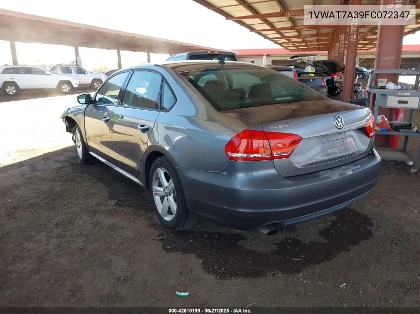 2015 Volkswagen Passat 1.8T S VIN: 1VWAT7A39FC072347 Lot: 42610199