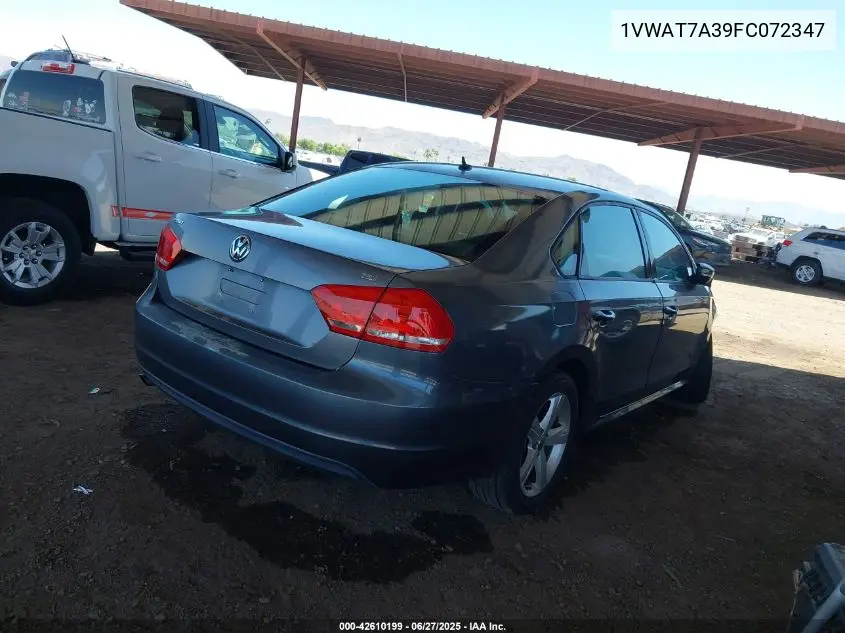 2015 Volkswagen Passat 1.8T S VIN: 1VWAT7A39FC072347 Lot: 42610199
