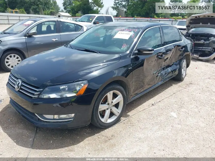 2015 Volkswagen Passat S VIN: 1VWAS7A36FC118557 Lot: 42615109