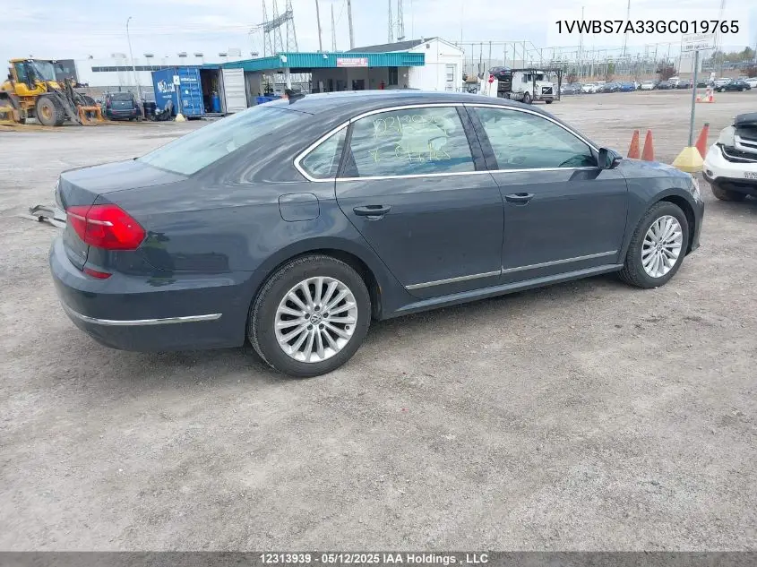 2016 Volkswagen Passat 1.8 Tsi Comfortline VIN: 1VWBS7A33GC019765 Lot: 12313939X