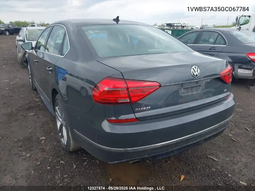 2016 Volkswagen Passat Se VIN: 1VWBS7A35GC067784 Lot: 12327574