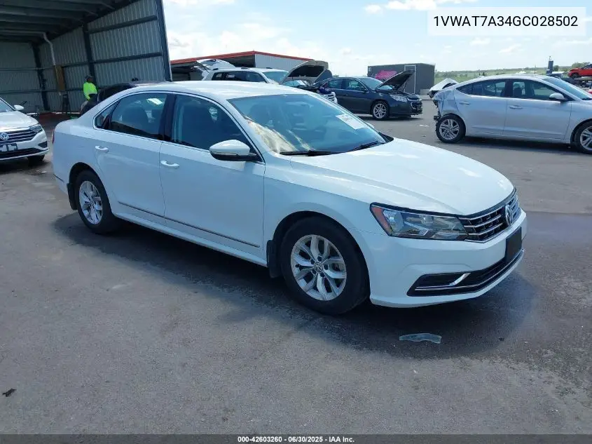 2016 Volkswagen Passat 1.8T S VIN: 1VWAT7A34GC028502 Lot: 42603260