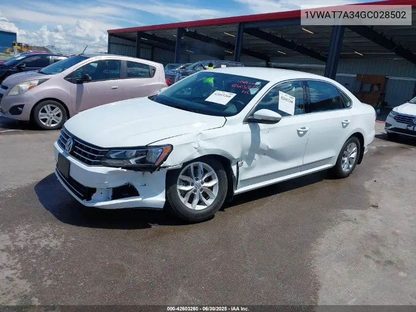 2016 Volkswagen Passat 1.8T S VIN: 1VWAT7A34GC028502 Lot: 42603260