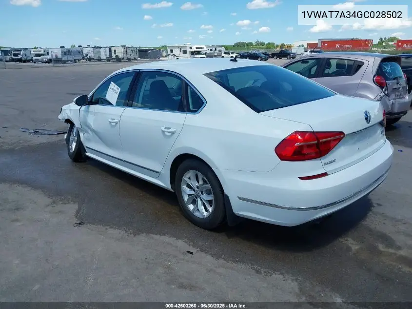 2016 Volkswagen Passat 1.8T S VIN: 1VWAT7A34GC028502 Lot: 42603260