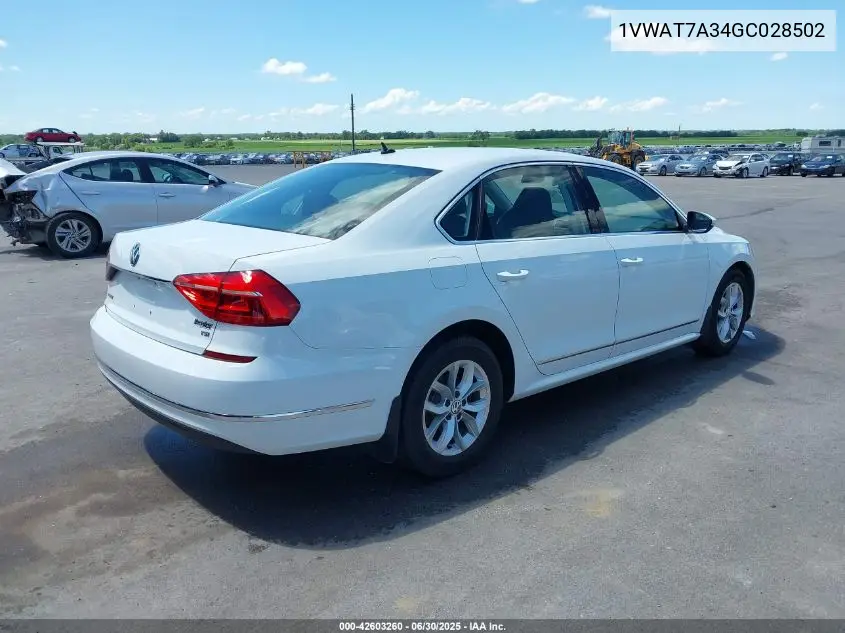 2016 Volkswagen Passat 1.8T S VIN: 1VWAT7A34GC028502 Lot: 42603260