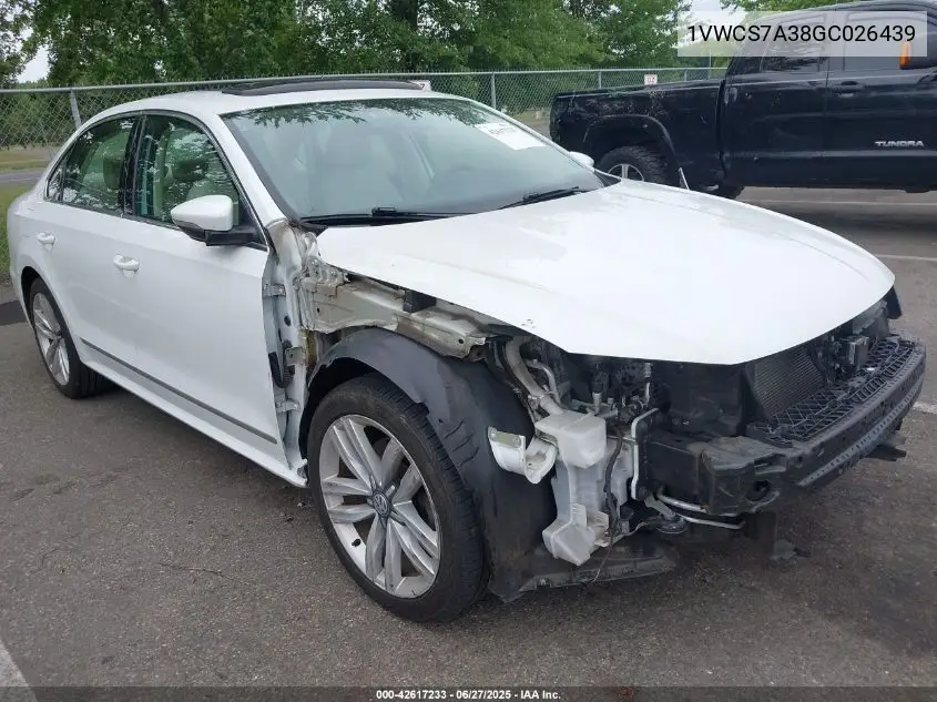 2016 Volkswagen Passat 1.8T Sel VIN: 1VWCS7A38GC026439 Lot: 42617233