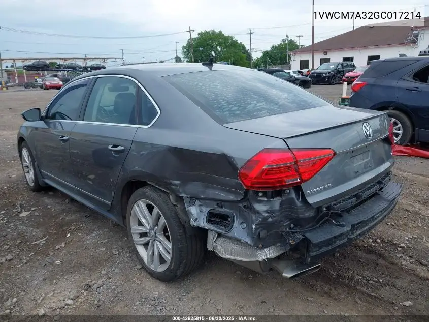 1VWCM7A32GC017214 2016 Volkswagen Passat V6 Sel Premium