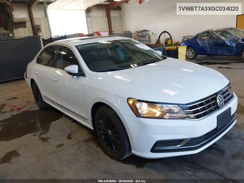 1vwbt7a3xgc034020 1VWBT7A3XGC034020 2016 Volkswagen Passat 1.8T Se