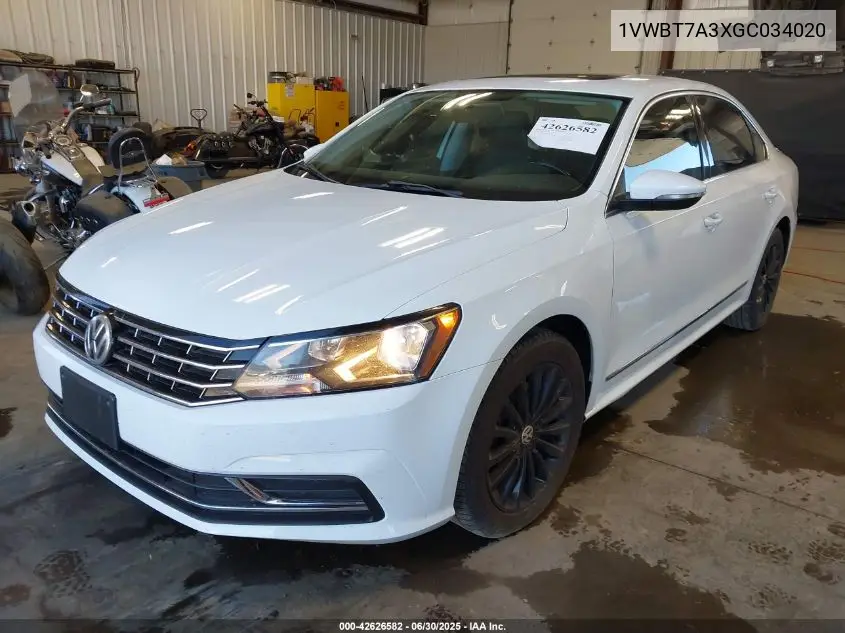 1vwbt7a3xgc034020 1VWBT7A3XGC034020 2016 Volkswagen Passat 1.8T Se