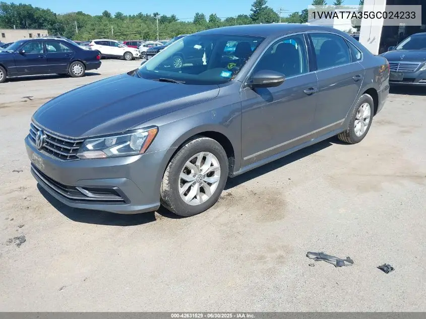 2016 Volkswagen Passat 1.8T S VIN: 1VWAT7A35GC024233 Lot: 42631529