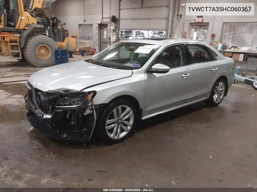 2017 Volkswagen Passat 1.8T Sel Premium VIN: 1VWCT7A35HC060367 Lot: 41943280