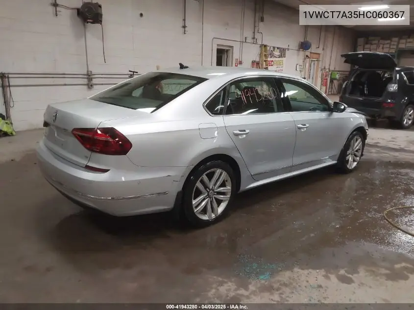 2017 Volkswagen Passat 1.8T Sel Premium VIN: 1VWCT7A35HC060367 Lot: 41943280