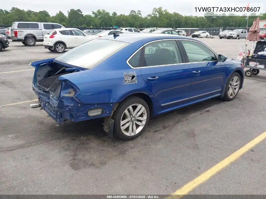 2017 Volkswagen Passat 1.8T Se VIN: 1VWGT7A3XHC078607 Lot: 42593989