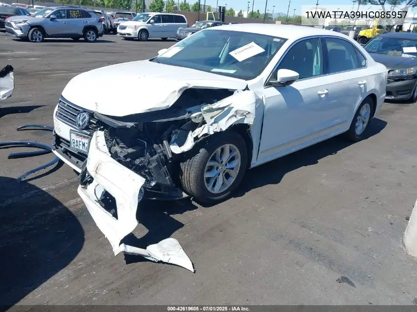 2017 Volkswagen Passat 1.8T S VIN: 1VWAT7A39HC085957 Lot: 42619605