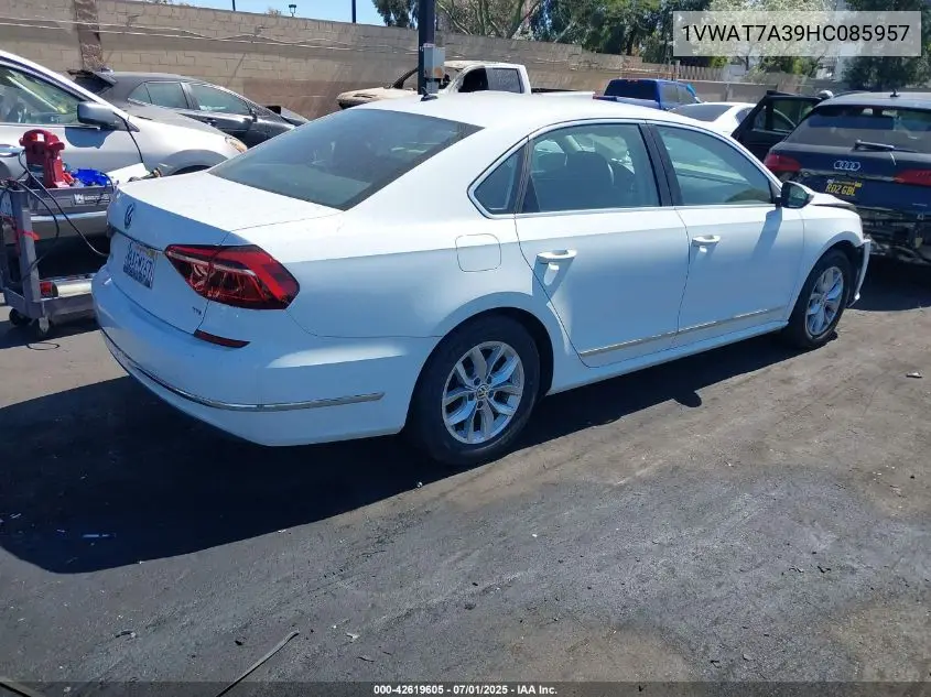 2017 Volkswagen Passat 1.8T S VIN: 1VWAT7A39HC085957 Lot: 42619605