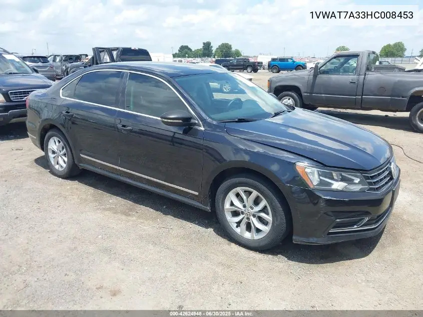 1vwat7a33hc008453 1VWAT7A33HC008453 2017 Volkswagen Passat 1.8T S