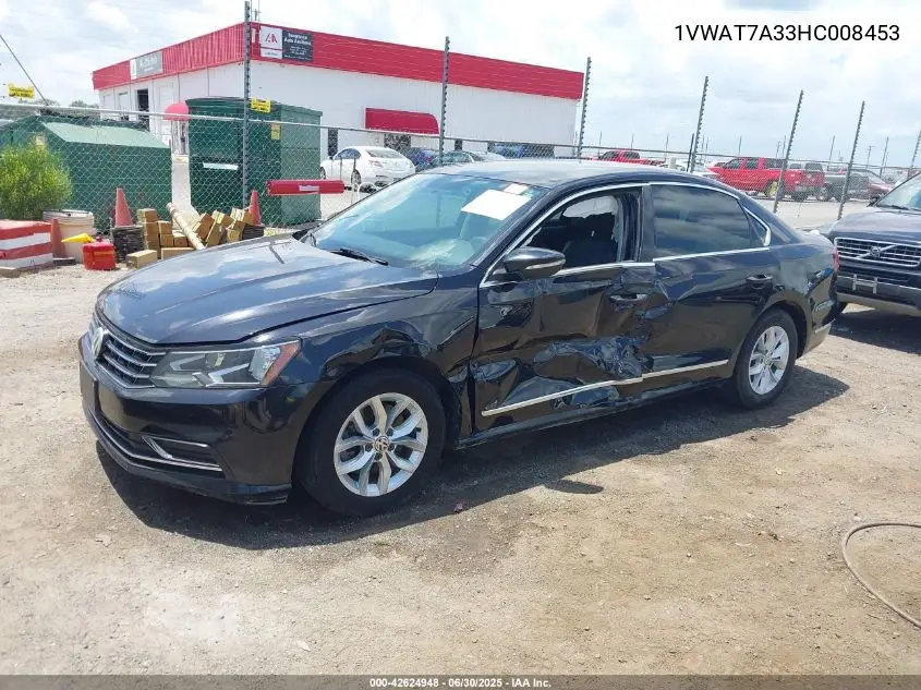 1vwat7a33hc008453 1VWAT7A33HC008453 2017 Volkswagen Passat 1.8T S