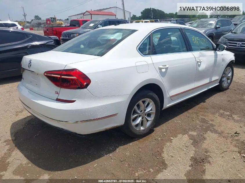 2017 Volkswagen Passat 1.8T S VIN: 1VWAT7A39HC006898 Lot: 42652783