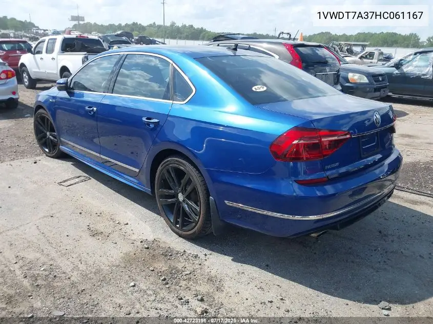 2017 Volkswagen Passat 1.8T R-Line VIN: 1VWDT7A37HC061167 Lot: 42723196