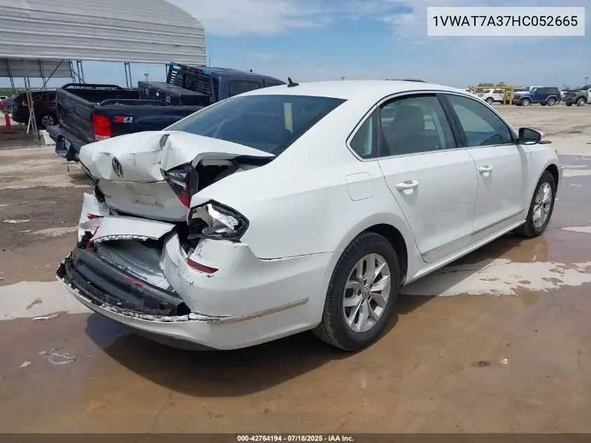 2017 Volkswagen Passat 1.8T S VIN: 1VWAT7A37HC052665 Lot: 42764194