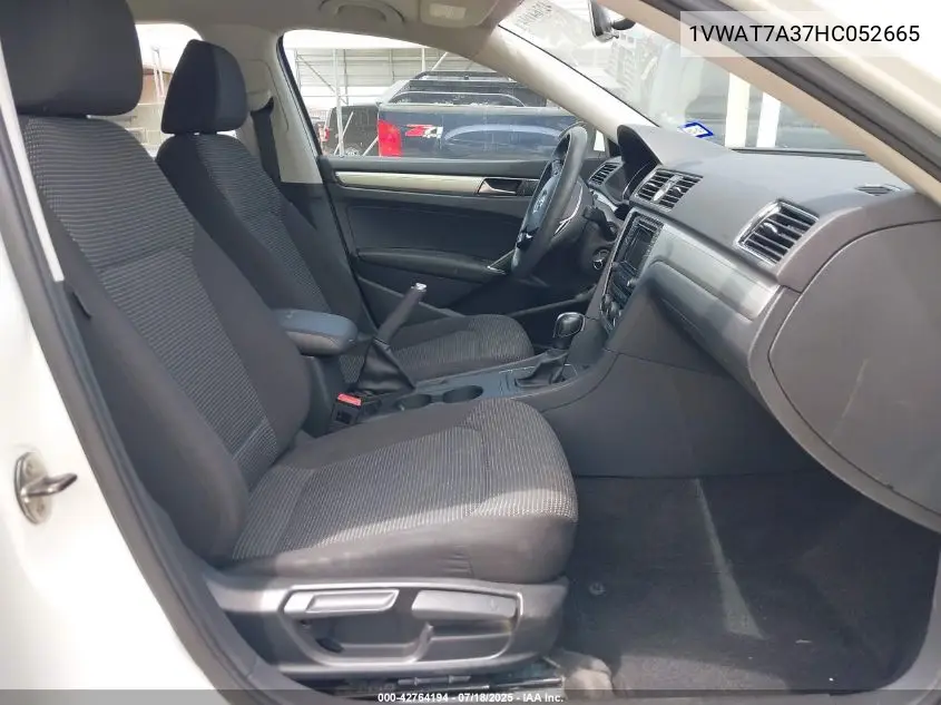 2017 Volkswagen Passat 1.8T S VIN: 1VWAT7A37HC052665 Lot: 42764194