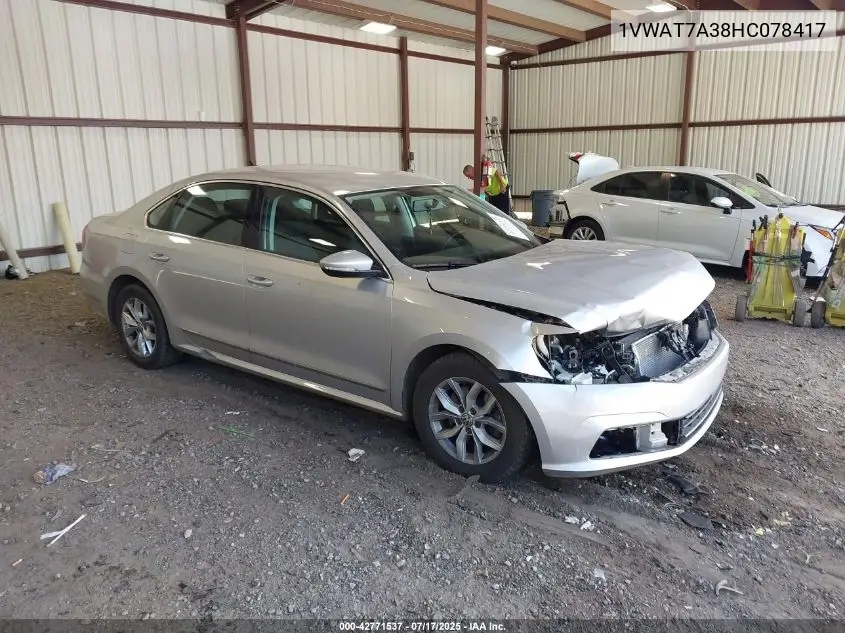 2017 Volkswagen Passat 1.8T S VIN: 1VWAT7A38HC078417 Lot: 42771537