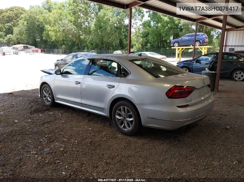 2017 Volkswagen Passat 1.8T S VIN: 1VWAT7A38HC078417 Lot: 42771537