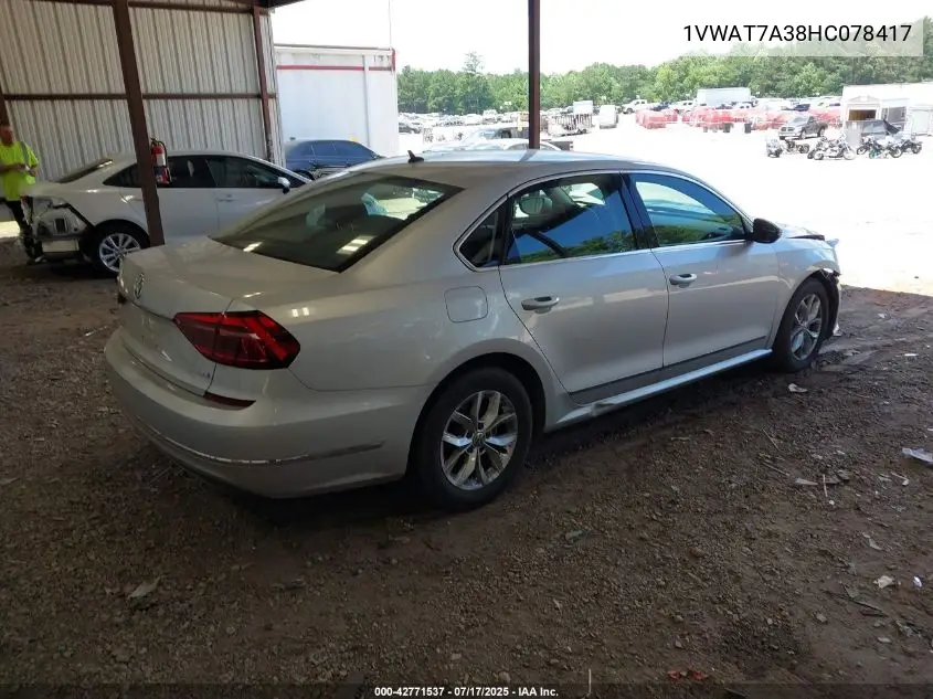 2017 Volkswagen Passat 1.8T S VIN: 1VWAT7A38HC078417 Lot: 42771537