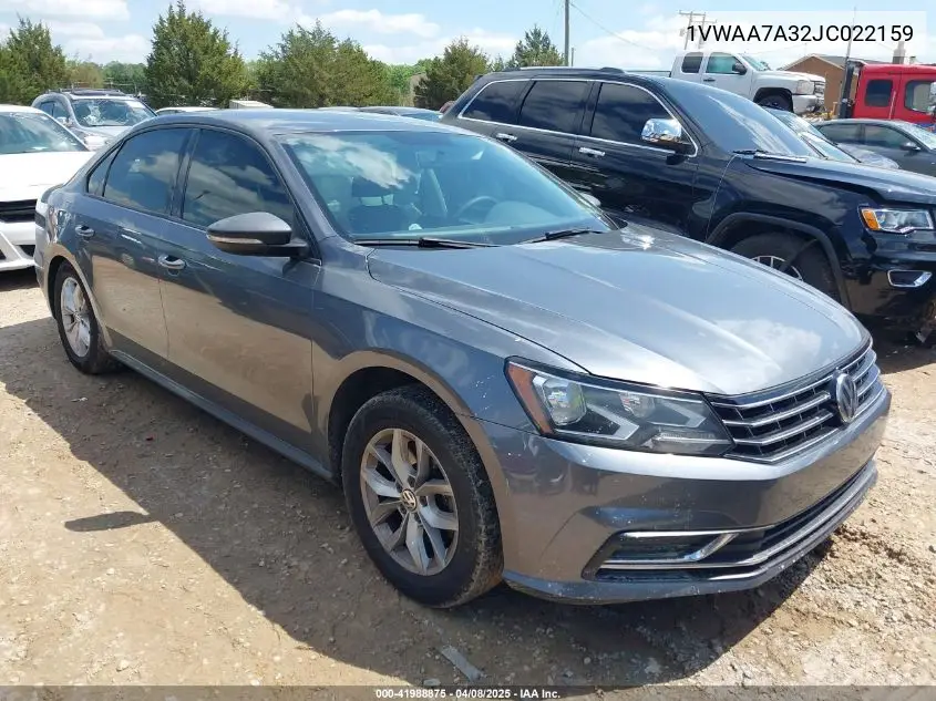 2018 Volkswagen Passat 2.0T R-Line/2.0T S VIN: 1VWAA7A32JC022159 Lot: 41988875