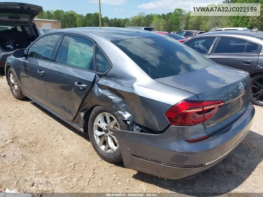 2018 Volkswagen Passat 2.0T R-Line/2.0T S VIN: 1VWAA7A32JC022159 Lot: 41988875