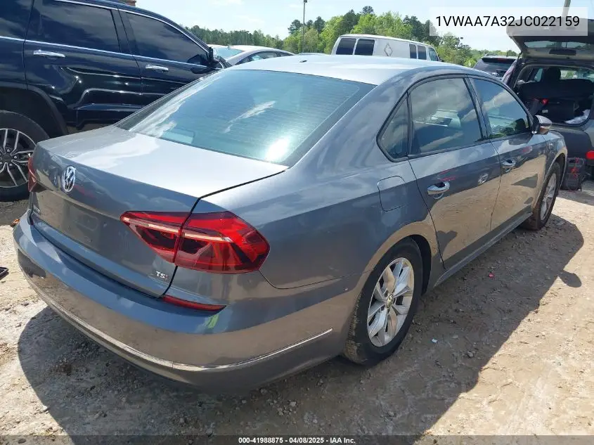 2018 Volkswagen Passat 2.0T R-Line/2.0T S VIN: 1VWAA7A32JC022159 Lot: 41988875